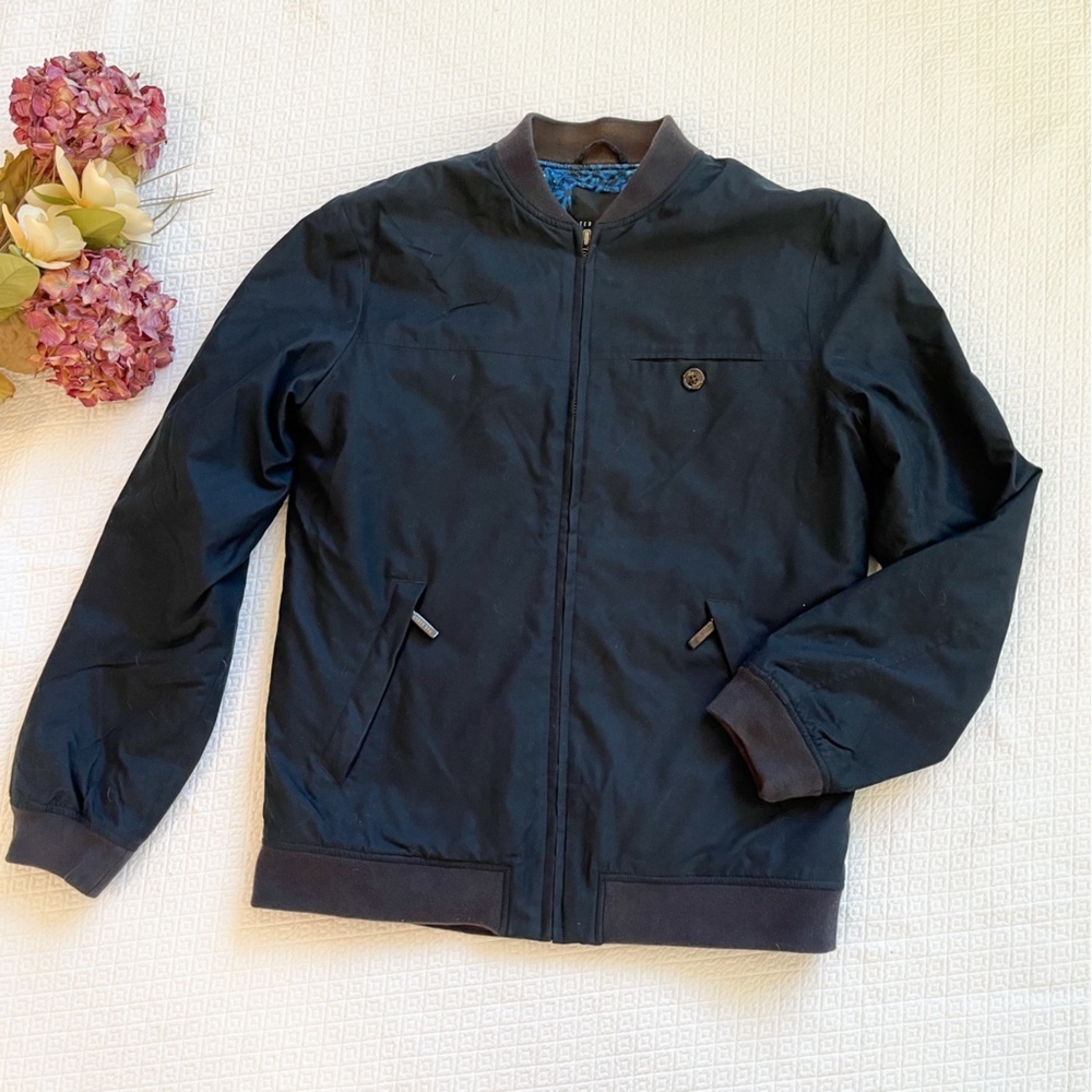 Ted Baker Men’s Navy Blue Bomber Jacket Size 2